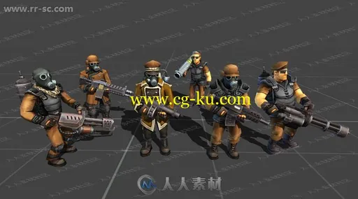 战略游戏多组士兵背包武器炮弹3D模型Unity游戏素材资源的图片2