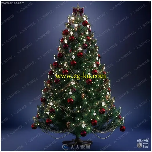 精细不同颜色彩球圣诞树3D模型的图片1