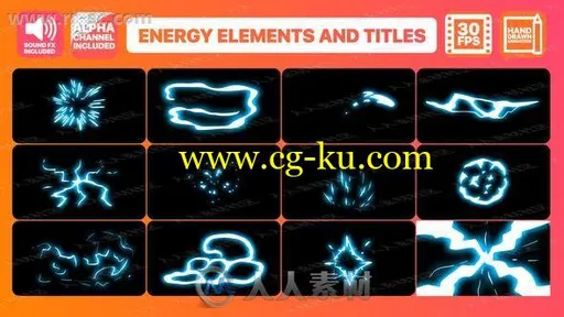 能量源气流爆炸电流特效包装二维动画AE模版的图片1