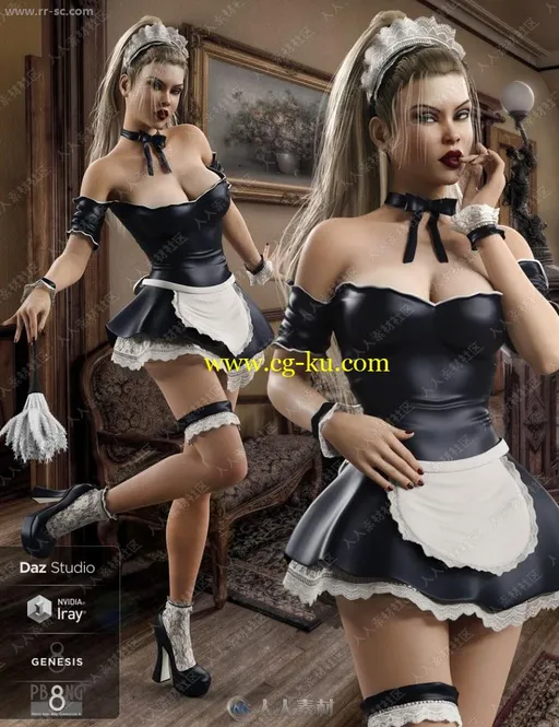 性感洛丽塔女仆装束姿势造型3D模型的图片1