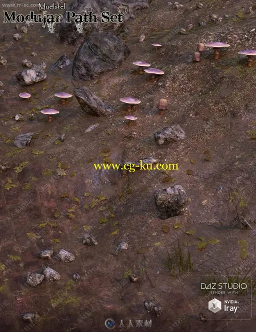 巨大树木森林彩色蘑菇灯笼环境3D模型的图片2