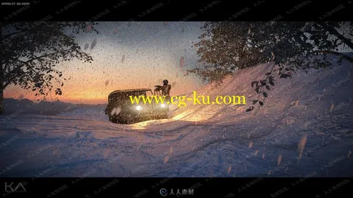 大雪天气场景环境漫反射阴影渲染3D模型的图片3