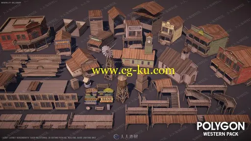 大型西部村庄设施人物山川环境UE4游戏素材资源的图片3