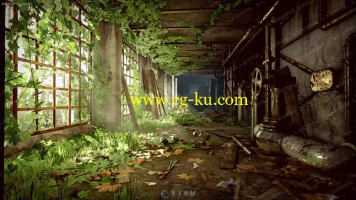 绿植荒废火车工厂车间整体环境UE4游戏素材资源的图片1