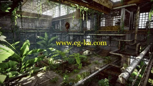 绿植荒废火车工厂车间整体环境UE4游戏素材资源的图片4