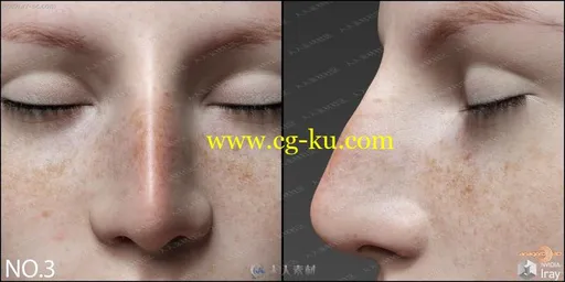 雀斑脸颊多组不同形态鼻子3D模型的图片3