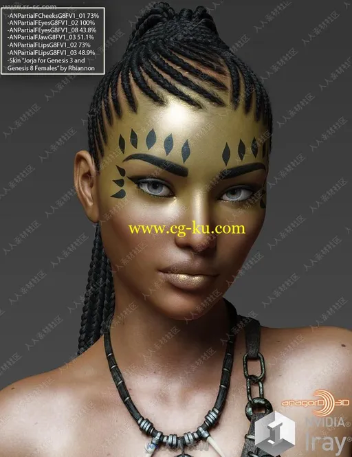 多组妆容造型面部形态成熟女性3D模型的图片1