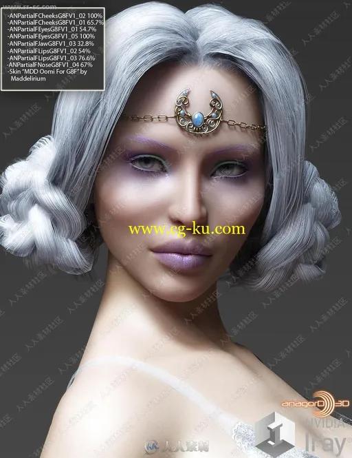 多组妆容造型面部形态成熟女性3D模型的图片3