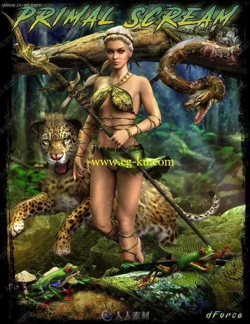 部落风情奇幻原始丛林女孩多组服装发色3D模型的图片1