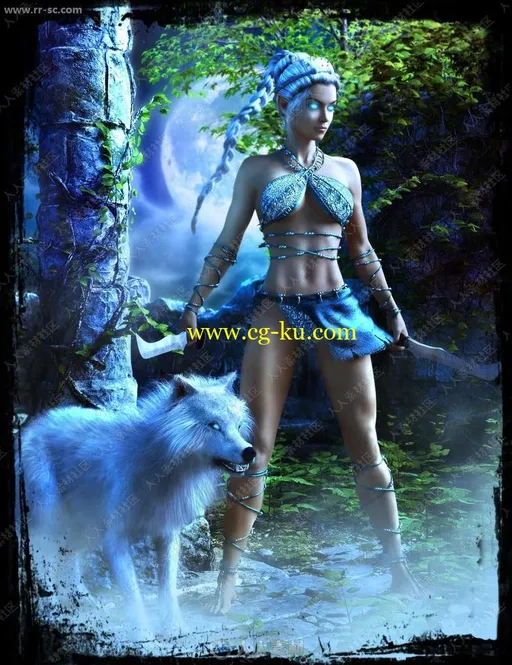 部落风情奇幻原始丛林女孩多组服装发色3D模型的图片2