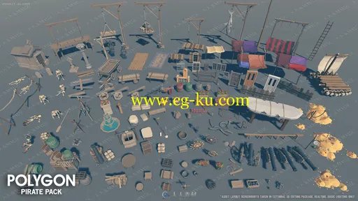 大型海盗风格游戏物资环境3D模型UE4游戏素材资源的图片2