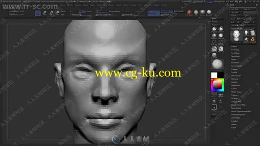 ZBrush逼真男性面部头部实例雕刻制作视频教程的图片1