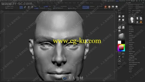 ZBrush逼真男性面部头部实例雕刻制作视频教程的图片2