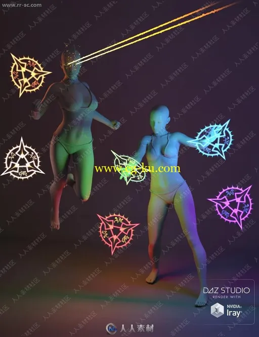 魔幻女战士激光闪电火焰魔法符文3D模型的图片2