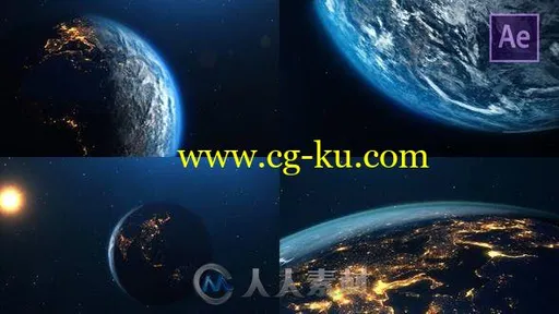 行星地球闪亮星光游走视角科幻AE模板的图片1