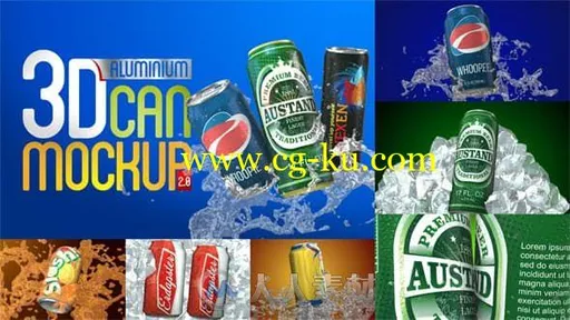 3D易拉罐铝瓶饮料啤酒产品宣传动画AE模板的图片1