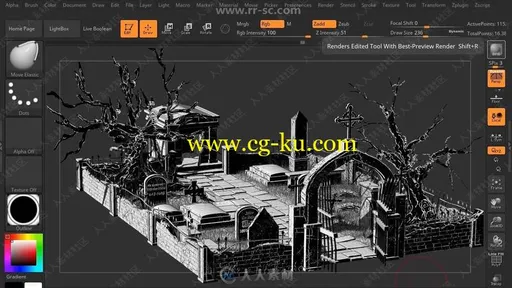 ZBrush超精细墓地游戏场景制作视频教程第四季的图片3