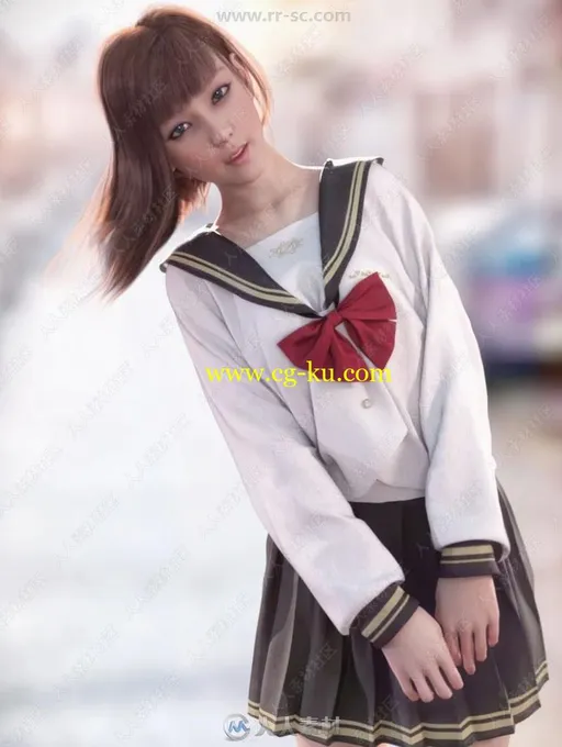 日本女学生制服服装3D模型合集的图片2