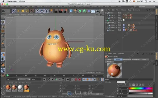 C4D卡通怪兽完整制作流程视频教程的图片2