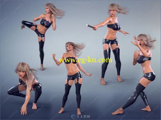 20组女性格斗家战斗姿势动作3D模型合集的图片3