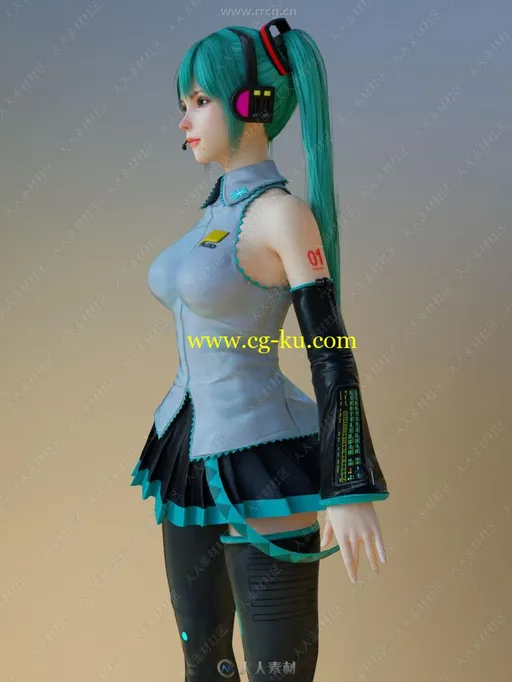 初音未來Miku角色服饰头发等3D模型的图片2