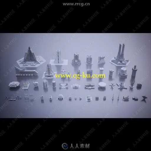 科幻乌托邦宏伟现代城市建筑景观3D模型合集的图片2