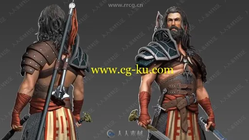 Zbrush游戏男性武士角色雕刻制作完整流程视频教程的图片3