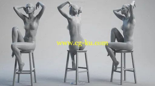 16组经典女性人体姿势雕刻级3D模型合集的图片2