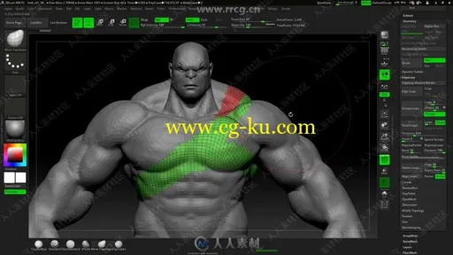 ZBrush绿巨人角色数字雕刻实例制作视频教程的图片3