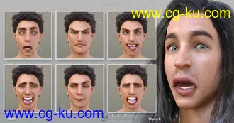 31组夸张有趣面部表情3D模型合集的图片3