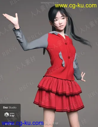 年轻可爱亚裔女性角色3D模型合集的图片3