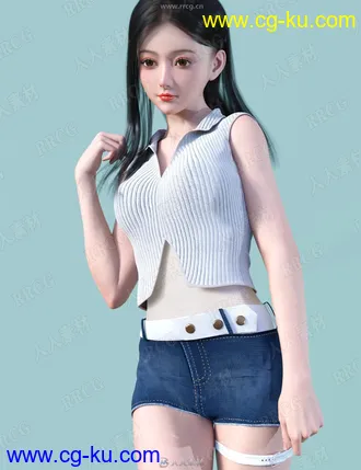 年轻美丽亚洲女孩角色3D模型合集的图片2