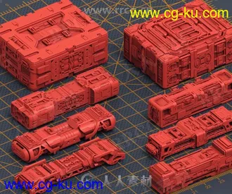 8组科幻机甲战士硬表面3D模型合集的图片3