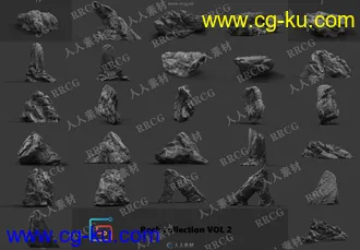 14组高精度岩石3D模型与PBR贴图合集的图片2