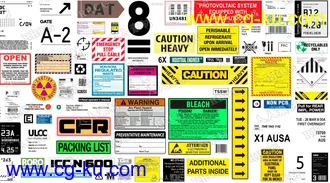 350组工业警告标志指示信息相关贴花贴图合集的图片2
