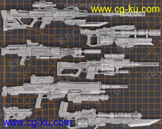 24组高质量科幻游戏步枪3D模型合集的图片2