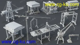 21组高质量塔式集装箱港口起重机3D模型合集的图片3