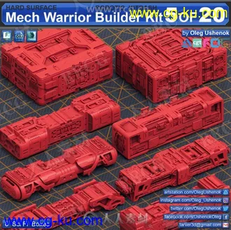 8组高质量科幻高达机甲机器人零件组件3D模型合集的图片3
