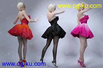 色彩艳丽短裙丝袜女孩完整精细3D模型的图片1