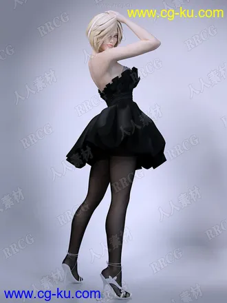 色彩艳丽短裙丝袜女孩完整精细3D模型的图片2