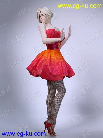 色彩艳丽短裙丝袜女孩完整精细3D模型的图片3