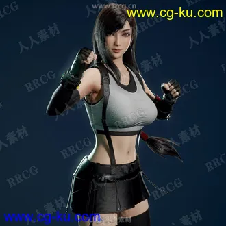 最终幻想7重制版FF7RE女性角色蒂法·洛克哈特Tifa Lockhart高质量3D模型的图片1