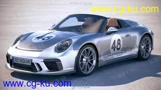 保时捷跑车Porsche 911 Speedster 2019真实汽车高质量3D模型的图片2