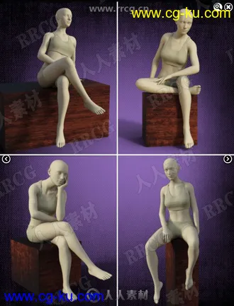 女性放松慵懒姿势3D模型合集的图片3