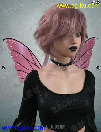 凌乱带翅膀小精灵短发美女造型3D模型合集的图片2