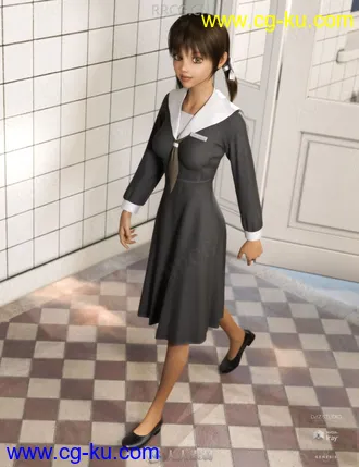 女性护理学生制服3D模型合集的图片3