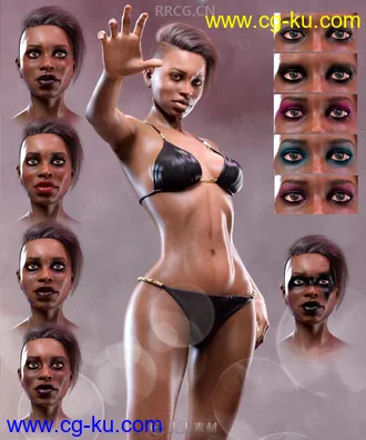 黑人战斗夸张妆容女性3D模型合集的图片1