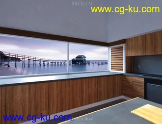 海景房窗边海滩效果平面背景3D模型合集的图片2