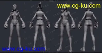 博赛朋克女拳击手高质量3D模型的图片2