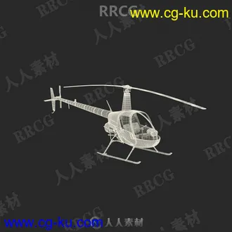 罗宾逊直升机Robinson R22高质量3D模型的图片2